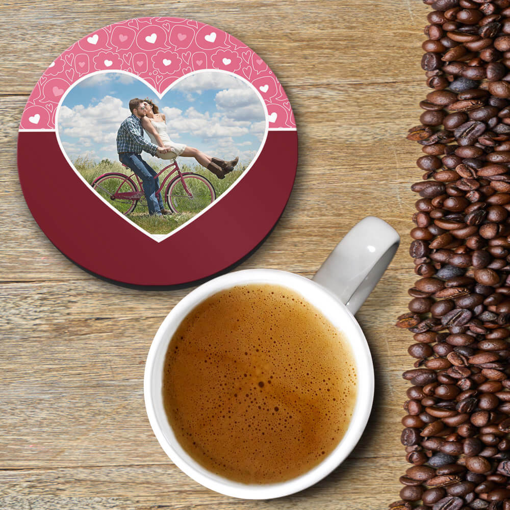 Pink Hearts Photo Coasters - corporate gift by YuBingo