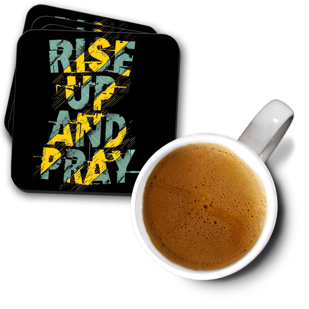 Rise Up and Pray Coasters - corporate gift by YuBingo
