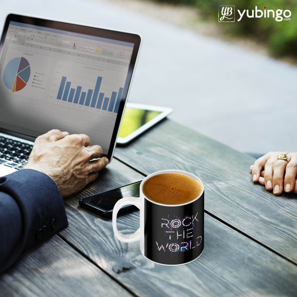Rock The World Coffee Mug - corporate gift by YuBingo