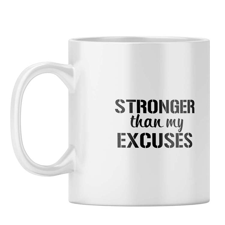 Stronger Than Excuses Coffee Mug - corporate gift by YuBingo