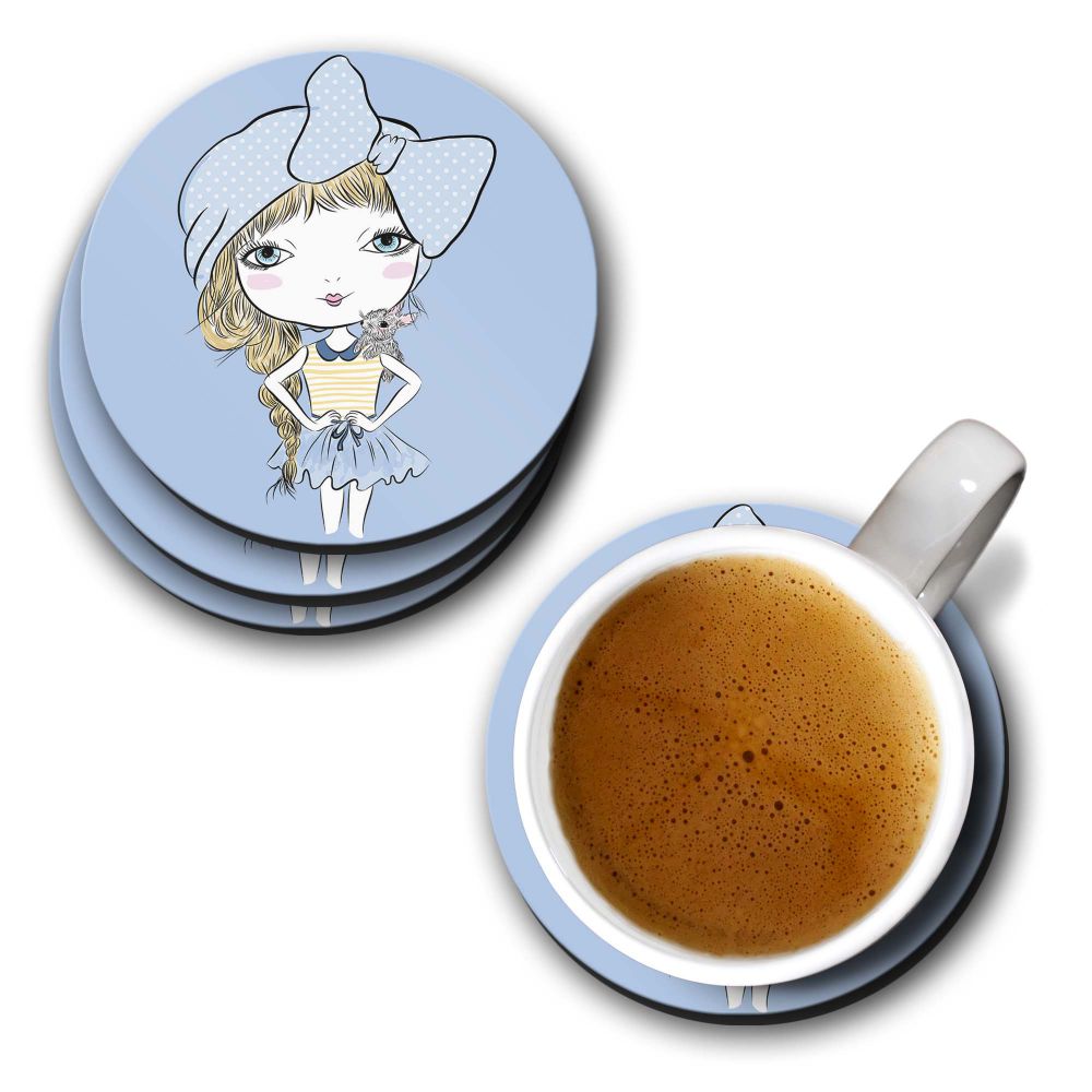 Sweet Little Girl Coasters - corporate gift by YuBingo