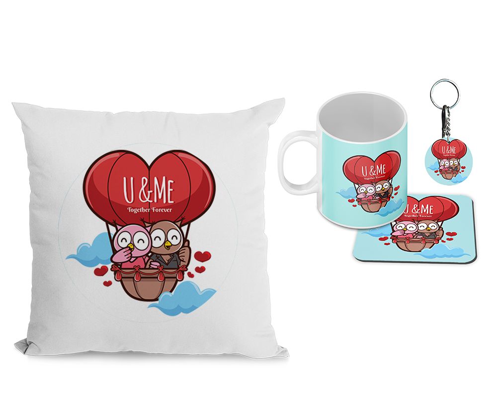 Together Forever Always Cushion, Coffee Mug with Coaster and Keychain - corporate gift by YuBingo