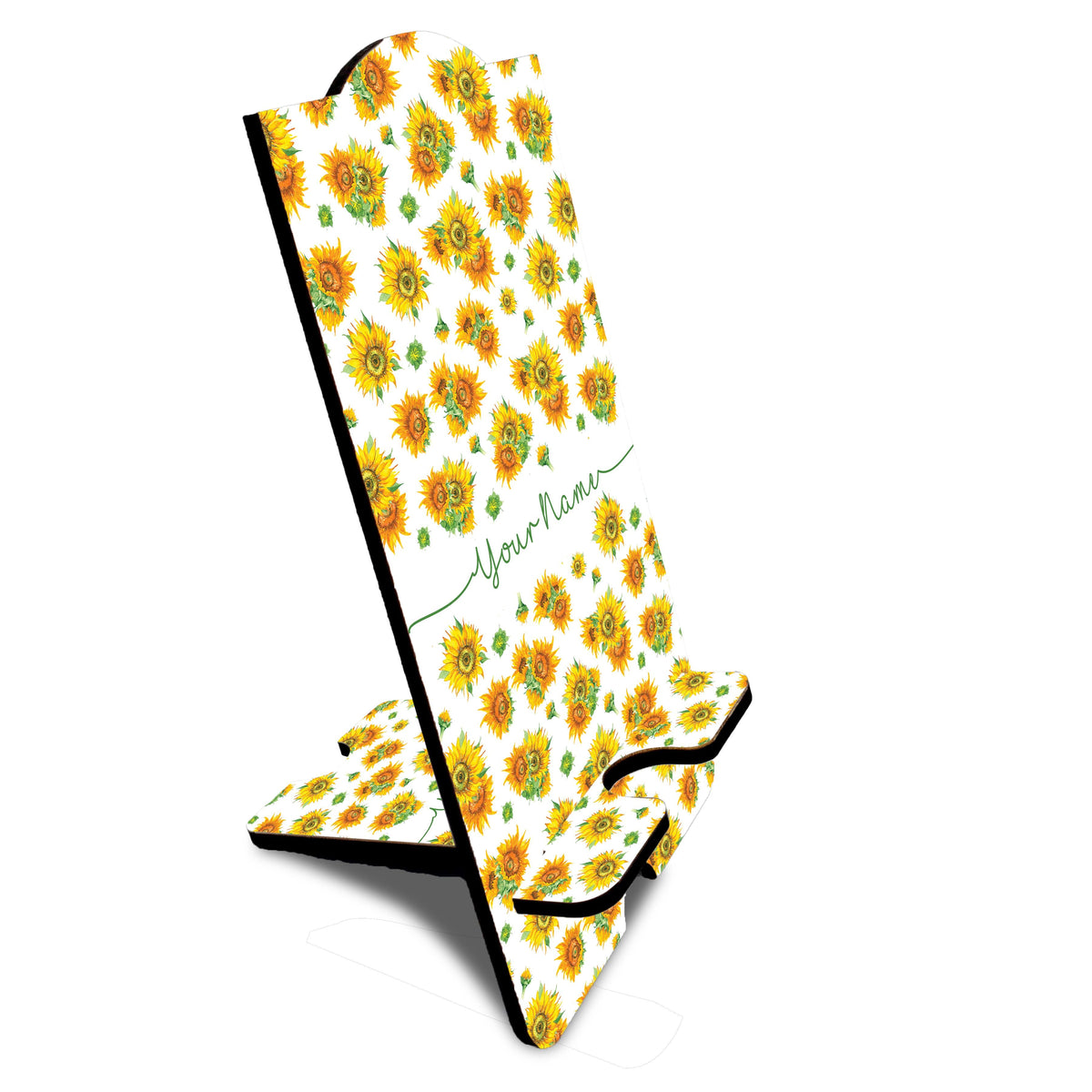 Yellow Flowers with Name Mobile Stand - corporate gift by YuBingo