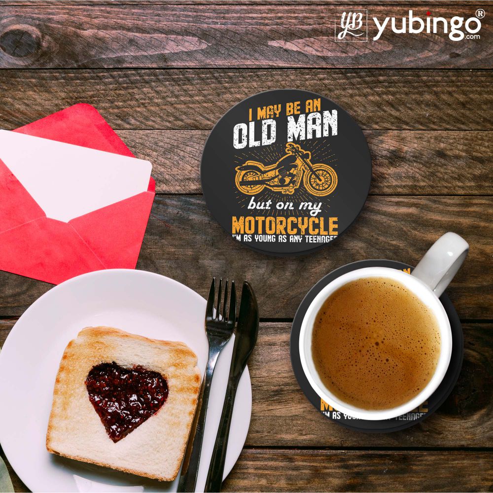 Young On Motorcycle Coasters - corporate gift by YuBingo