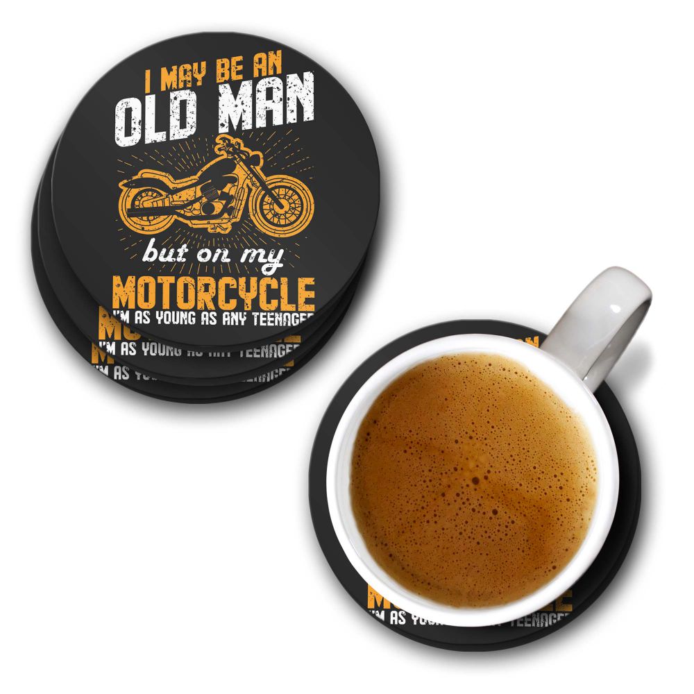 Young On Motorcycle Coasters - corporate gift by YuBingo