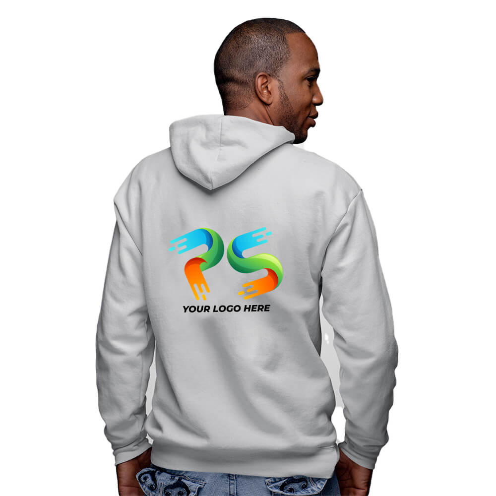 Grey Heather Customised Zipper Hoodie - Back Print - corporate gift by YuBingo