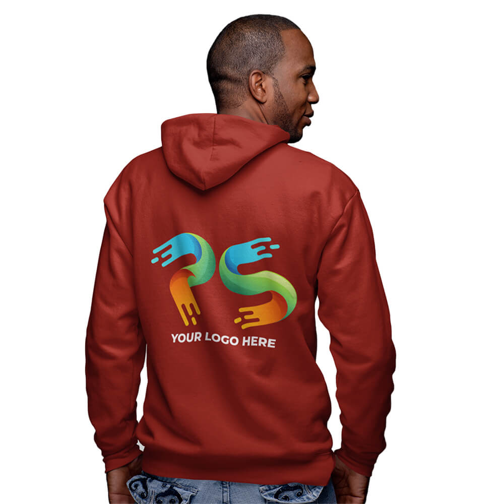 Maroon Customised Zipper Hoodie - Front and Back Print - corporate gift by YuBingo