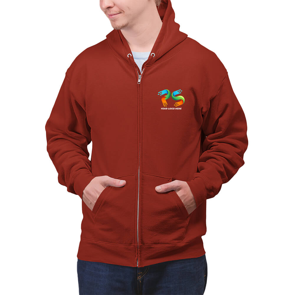 Maroon  Customised Zipper Hoodie - Front Print - corporate gift by YuBingo