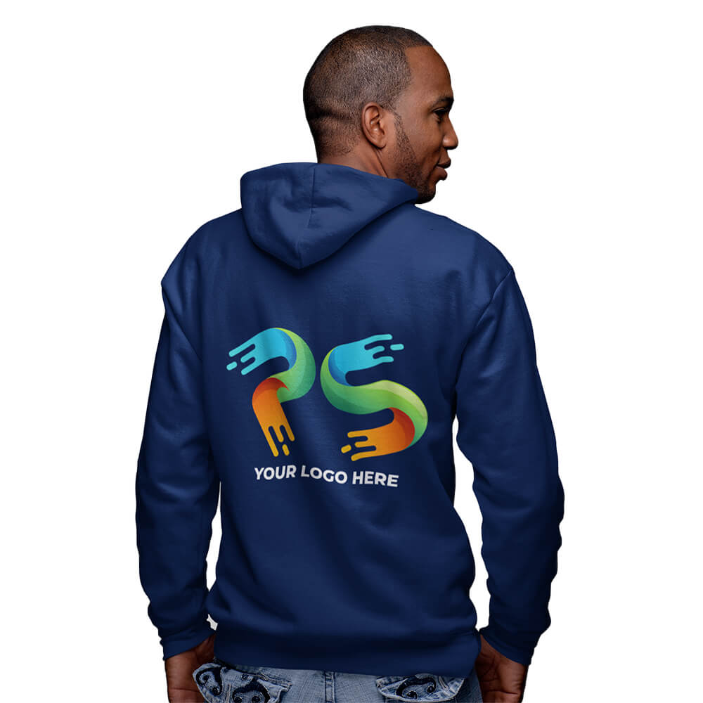 Navy Blue  Customised Zipper Hoodie - Back  Print - corporate gift by YuBingo