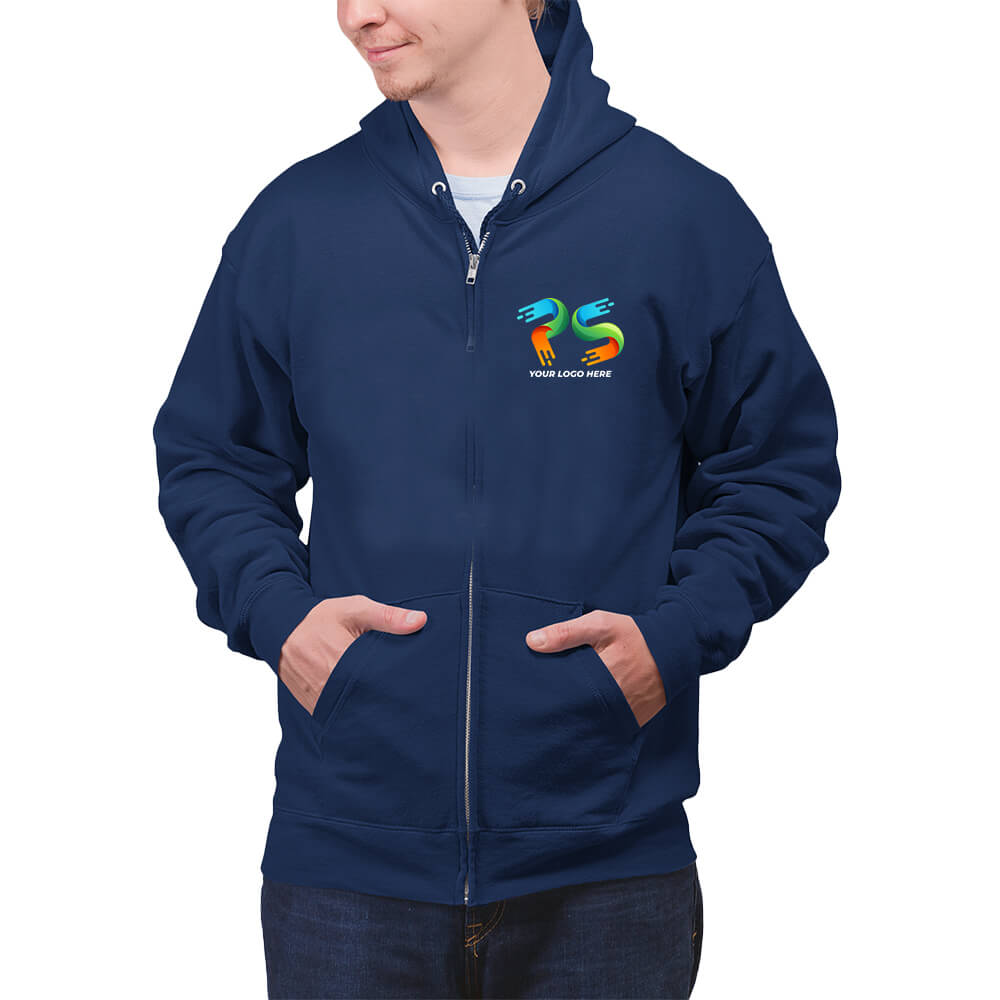Navy Blue Customised Zipper Hoodie - Front and Back Print - product image 3