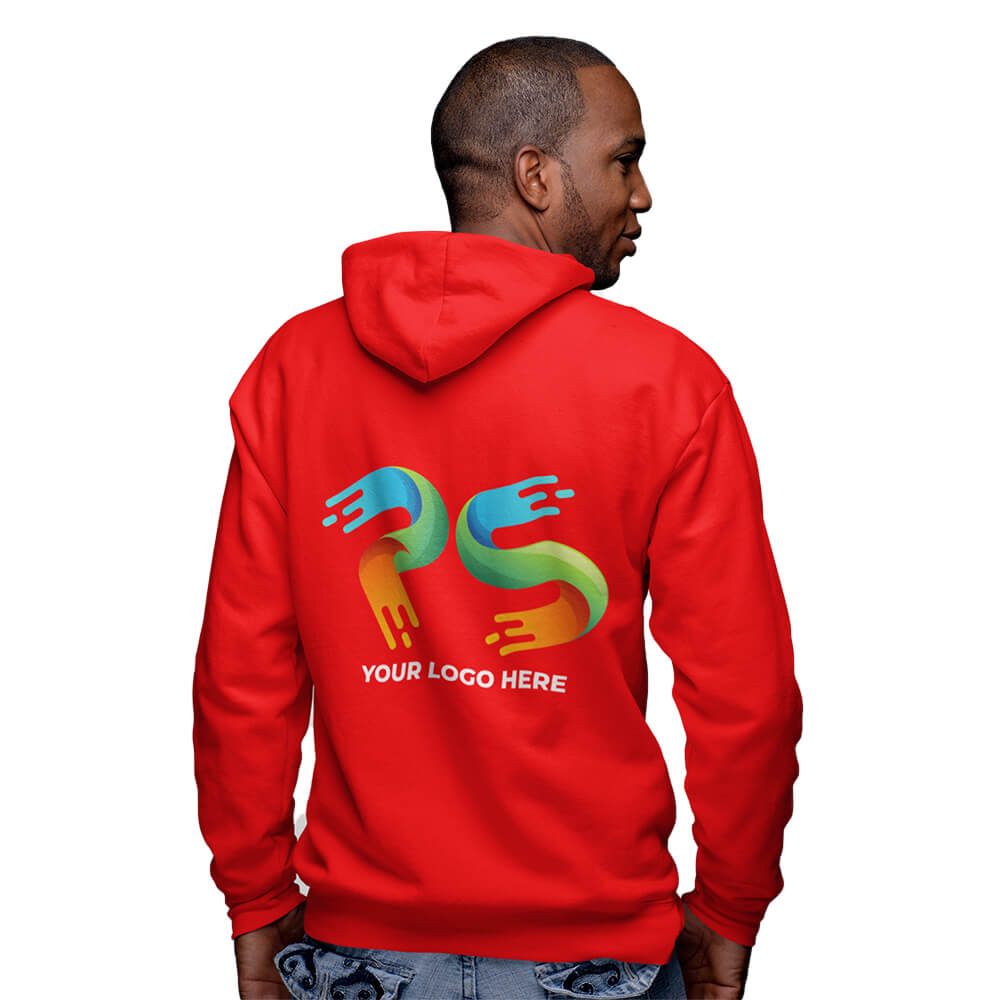 RedCustomised Zipper Hoodie - Front and Back Print - corporate gift by YuBingo