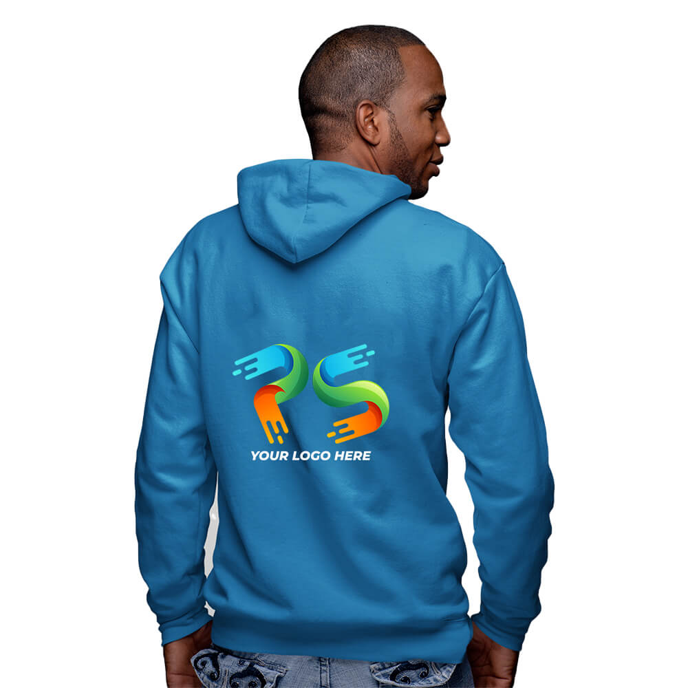 Royal Blue Customised Zipper Hoodie - Front and Back Print - corporate gift by YuBingo