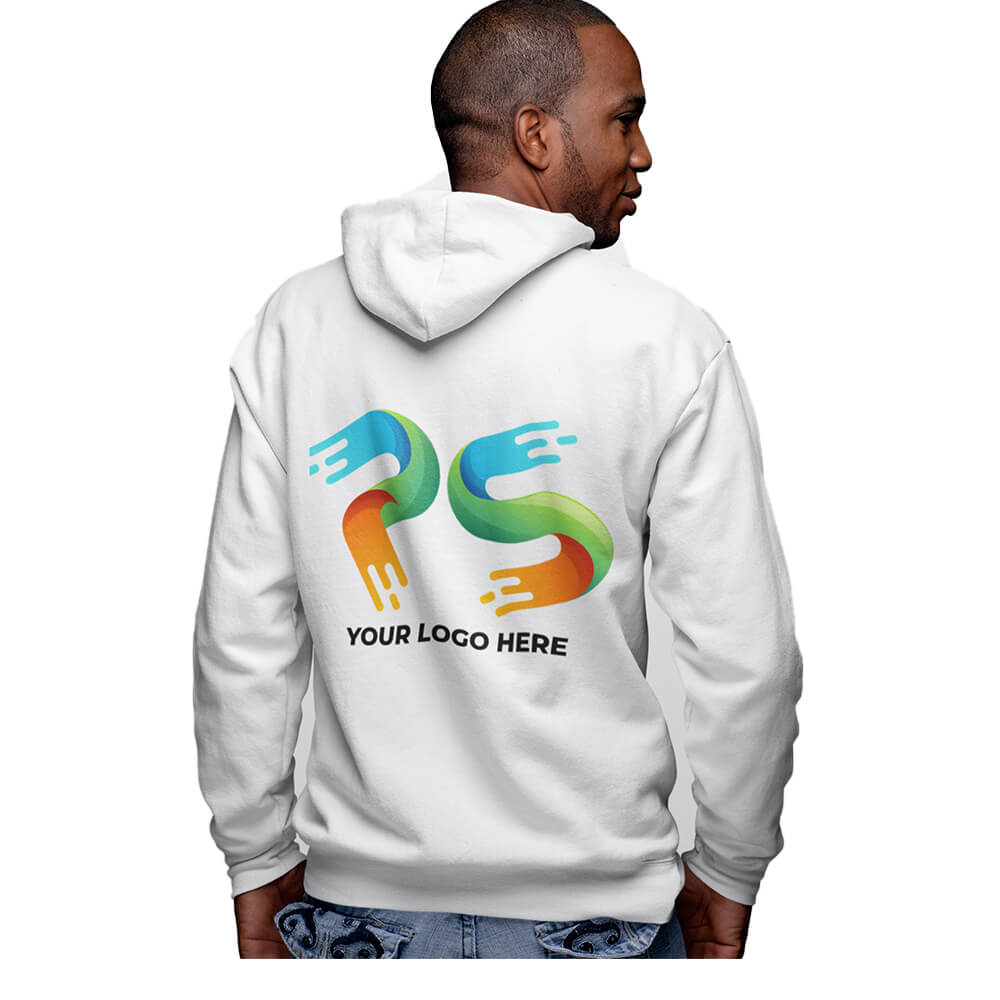 White Customised Zipper Hoodie - Back Print - corporate gift by YuBingo